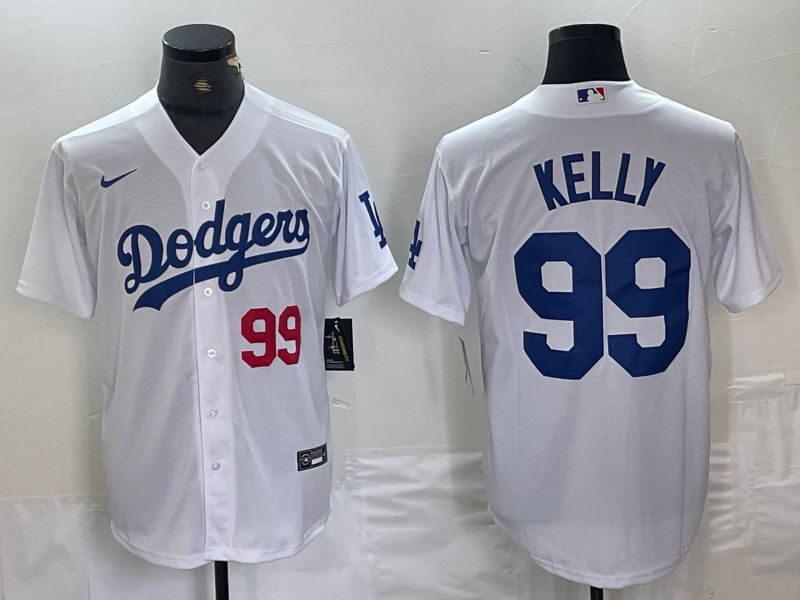 Men Los Angeles Dodgers #99 Kelly White Nike Game MLB Jersey style 3->women nfl jersey->Women Jersey